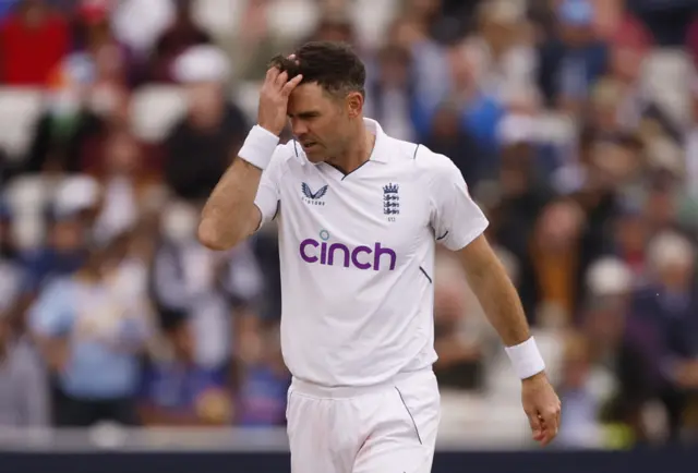 Jimmy Anderson looking frustrated