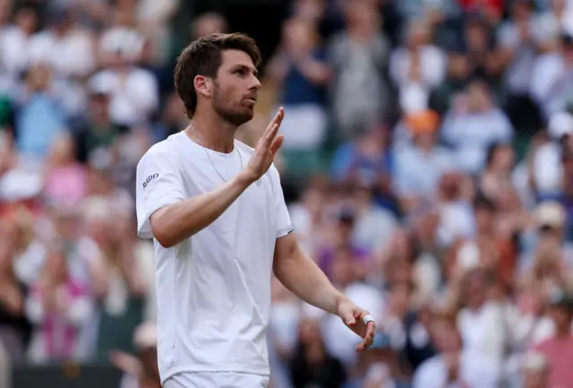 Cam Norrie celebrates at Wimbledon