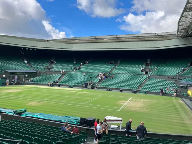 A grand piano on Centre Court at Wimbledon