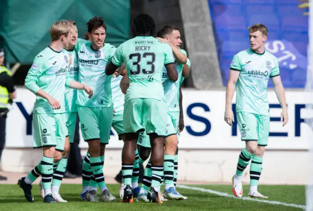 Hibs found a scrambled late goal to win in Perth