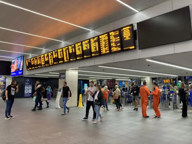 Passengers at Leeds station