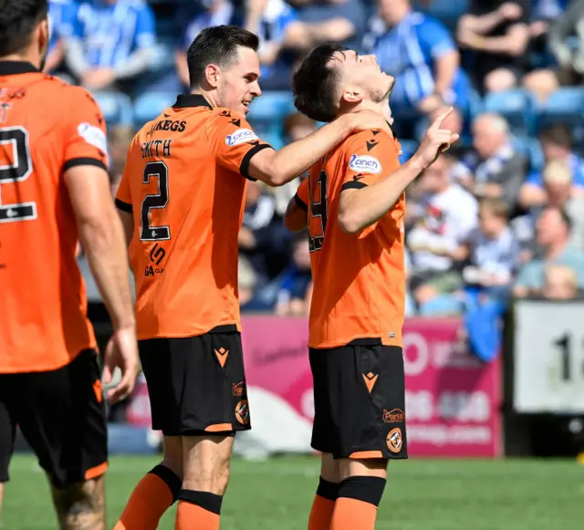 Dylan Levitt celebrates the breakthrough goal at Rugby Park