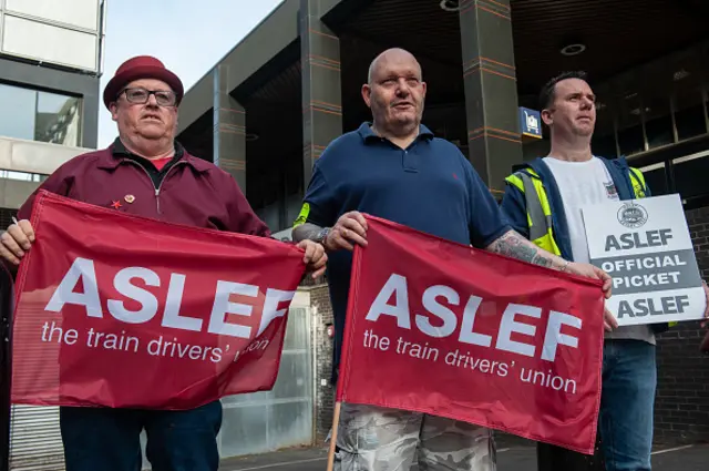 The picket line at Euston station on Saturday 30 July