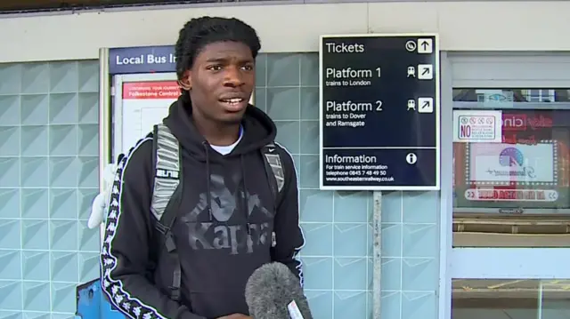 This care worker arrived at Folkestone station to discover no trains were running