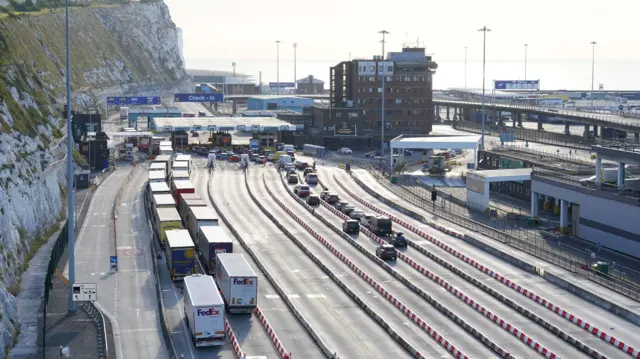 Traffic builds up at the Port of Dover