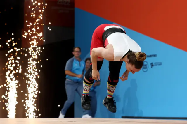 Jessica Gordon Brown performing a backflip