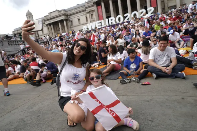 England fans in Trafalgar Square