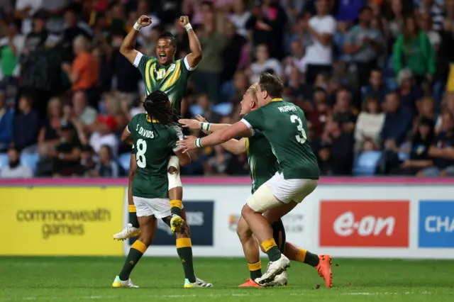 South Africa celebrate rugby sevens win