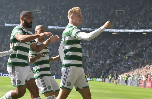 Celtic's Stephen Welsh celebrates