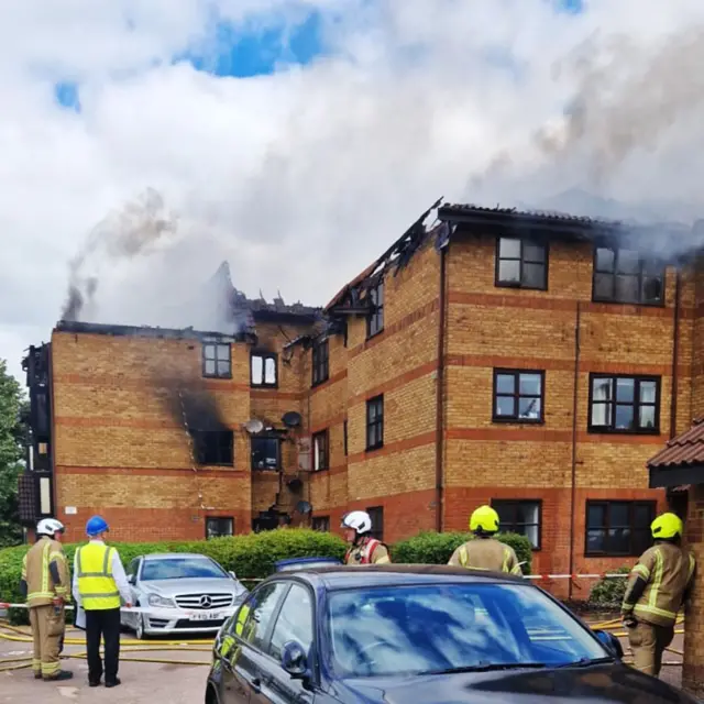 Emergency services on the scene of the gas explosion in Bedford