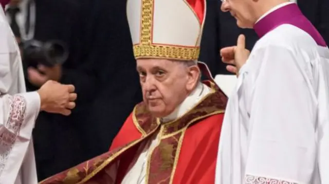 Pope Francis at a service last month