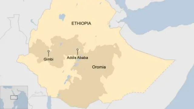 A map of Gimbi district in Ethiopia