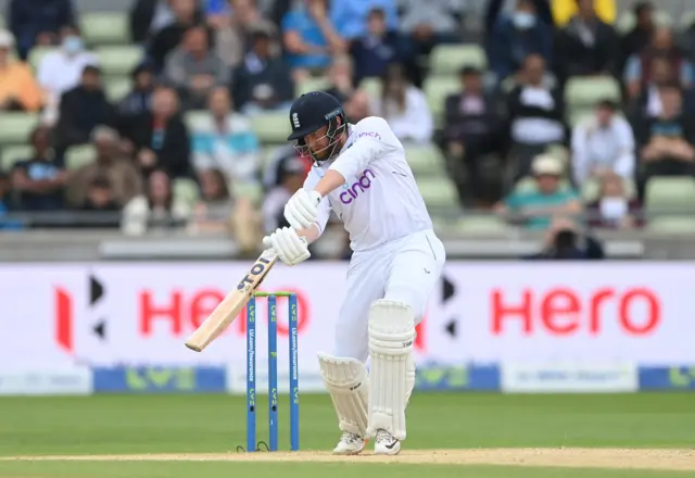 Jonny Bairstow bats for England v India in fifth Test at Edgbaston