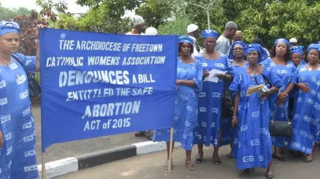 A Catholic women's group protesting against abortion legislation in Freetown, Sierra Leone - January 2016