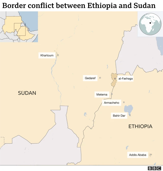 Map showing disputed area of al-Fashaga