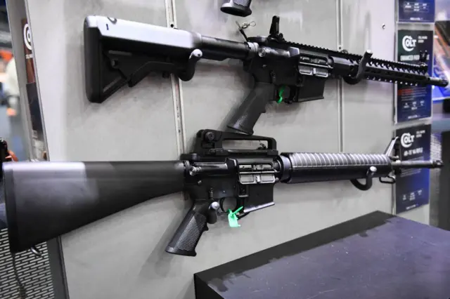 Semi-automatic rifles, seen here, have been found in several of the country's worst recent shooting sprees