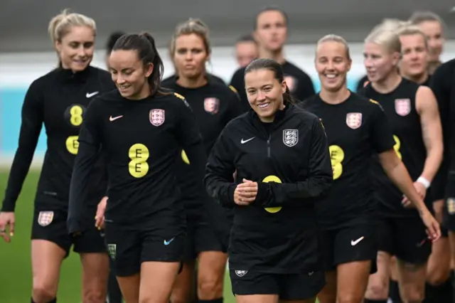 England players in training