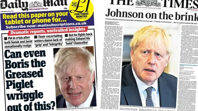 Daily Mail and Times front pages