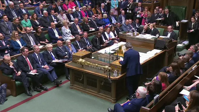 Commons front bench during PMQs