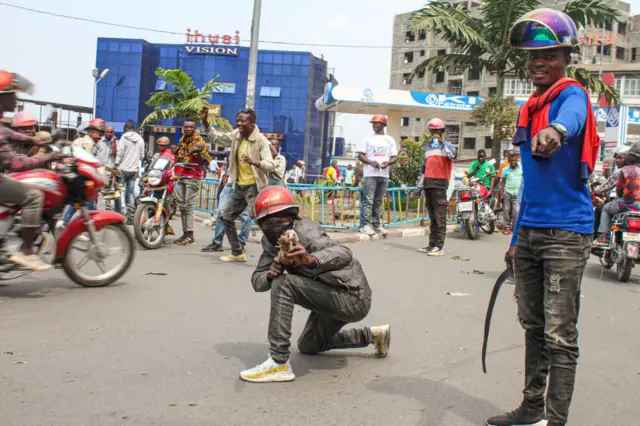 Residents of the town held a protest march against Rwanda's involvement in the war in eastern DR Congo where M23 rebels continue to serve