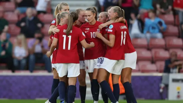 A photo of Norway players celebrating