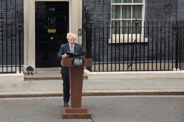 PM Boris Johnson speaks outside No 10