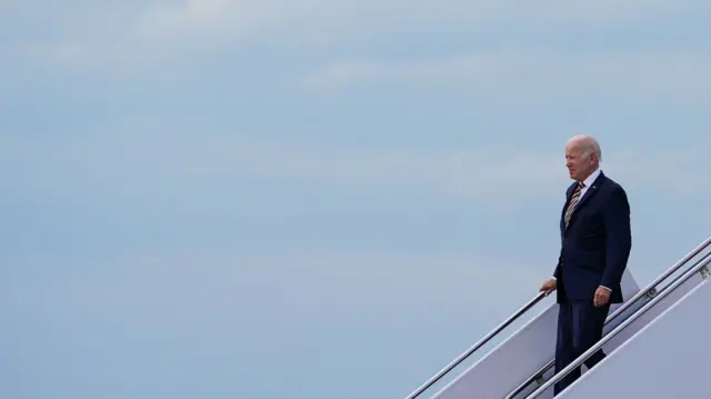 Biden arriving in Maryland, 6 July 2022