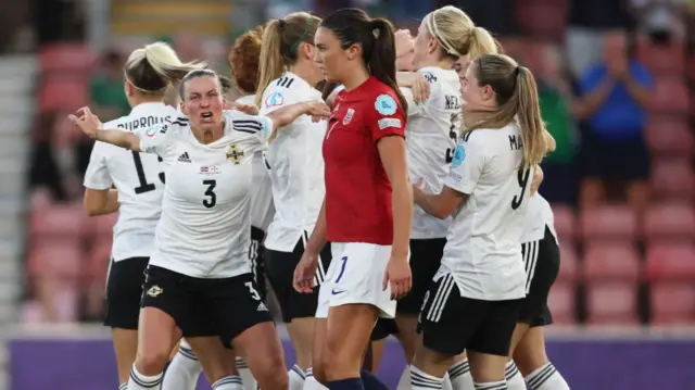 A photo of Northern Ireland celebrating