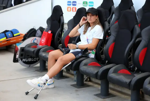 Alexia Putellas of Spain looks on from the stands