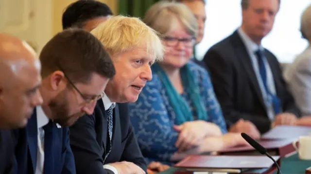 British Prime Minister Boris Johnson addresses his cabinet on 5 July