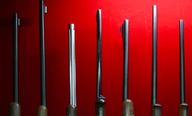 Rifles on display in Japanese gun shop