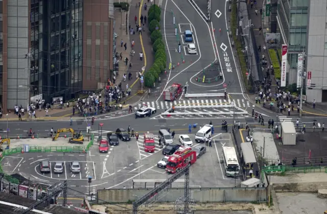 A general view of the scene where Abe was shot