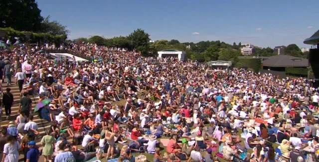 The hill at Wimbledon full of people