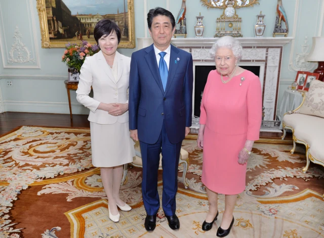 The Queen hosted a private audience with Japanese Prime Minister Shinzo Abe, and his wife Akie, in May 2016