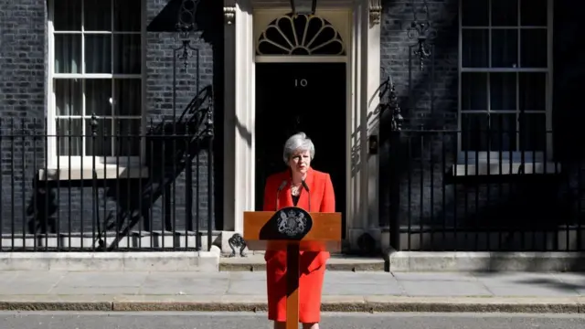 British Prime Minister Theresa May delivers a resignation statement in London on May 24th 2019