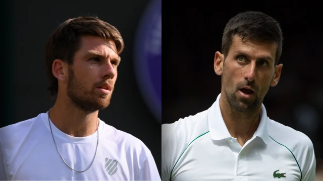 A split picture of Cameron Norrie and Novak Djokovic