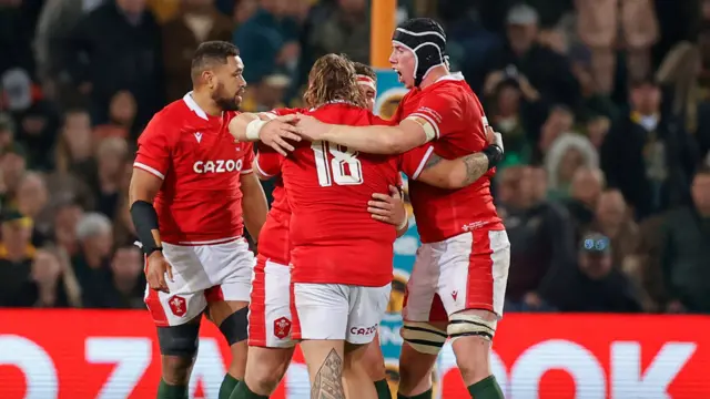 Wales players celebrate