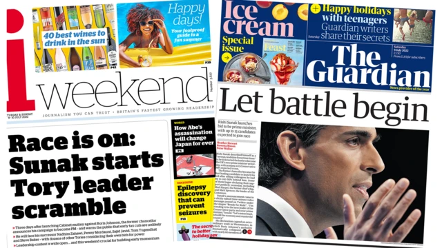 Front pages of the i and Guardian on 9 July 2022