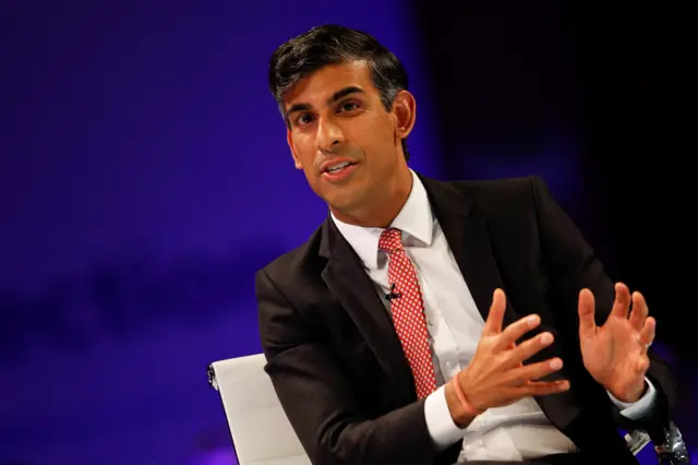 Conservative leadership candidate Rishi Sunak speaks during a hustings event