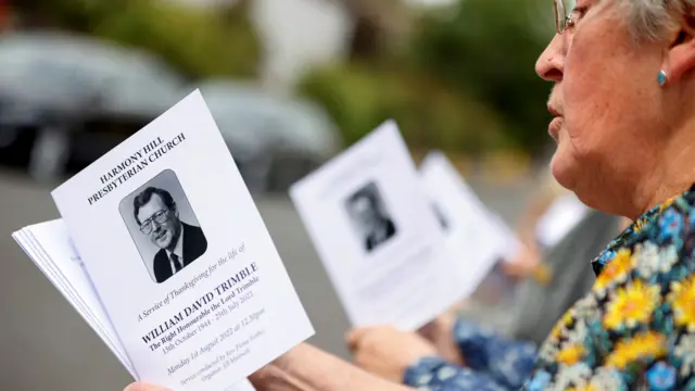 Mourners at Lord Trimble's funeral