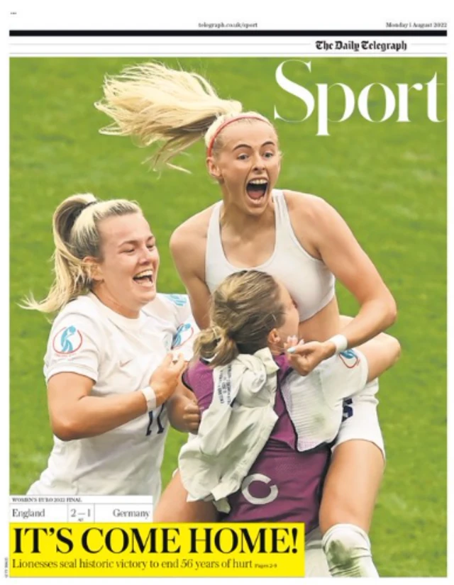 Front page of The Daily Telegraph on 1 August 2022