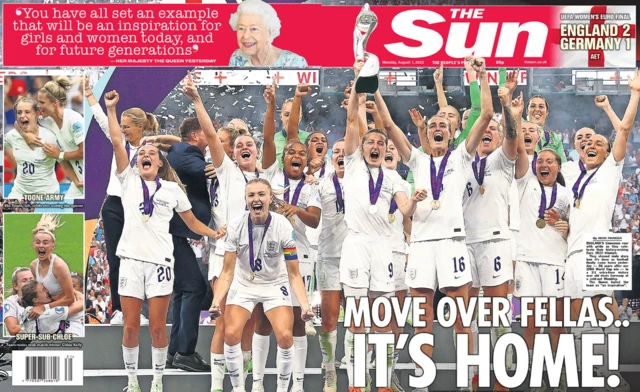 Front and back page of the Sun on 1 August 2022