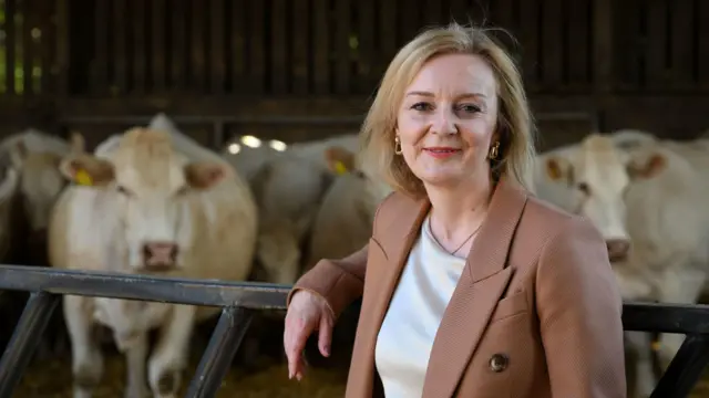 Liz Truss, during her visit to a farm in Newton Abbot, Devon