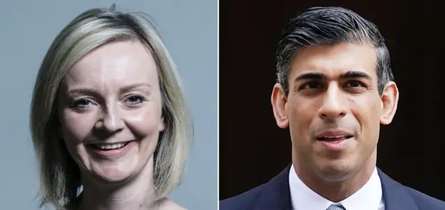 Pictures showing Tory leadership candidates Liz Truss and Rishi Sunak