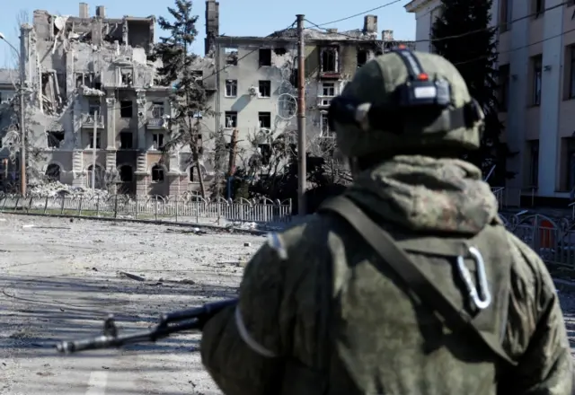 A pro-Russian soldier in Mariupol