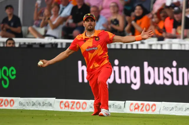 Benny Howell celebrating a catch for Birmingham Phoenix