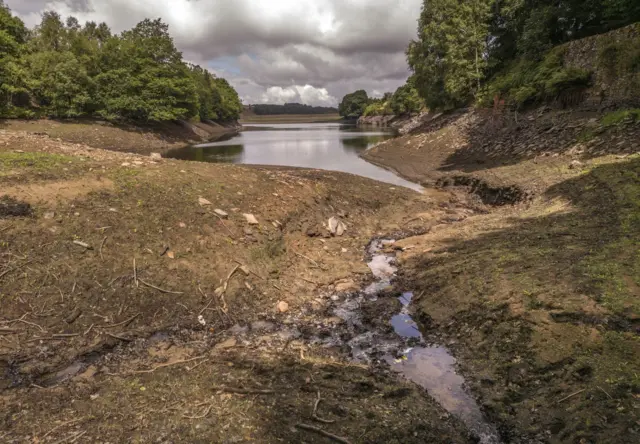 Low water levels at Holmfirth West Yorkshire