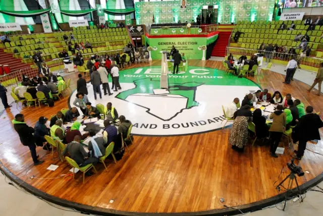 The IEBC National Tallying centre at the Bomas of Kenya, in Nairobi