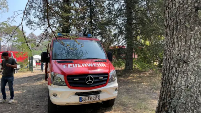 A German firefighter vehicle in France