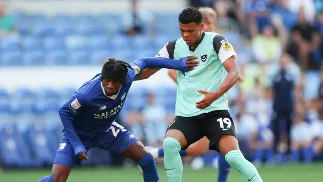 Jaden Philogene in action against Portsmouth